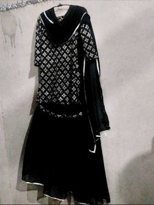 Black Embroidered Kurti Garara With Dupatta