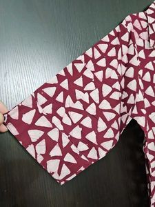 Patterned Shirt Collar Kurti