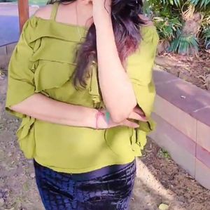 Off Shoulder Green Top