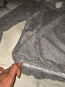 Silver Long Sleeve Top