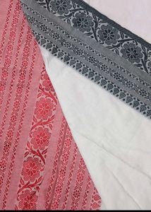 Begumpuri Khadi Cotton Red Black Saree