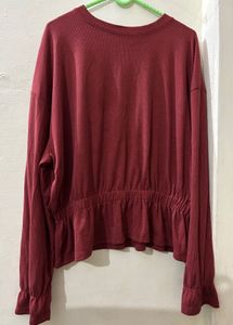 A Solid Cinched Waist Top