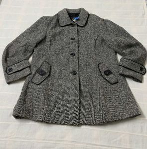 Herringbone Wool Blend Coat