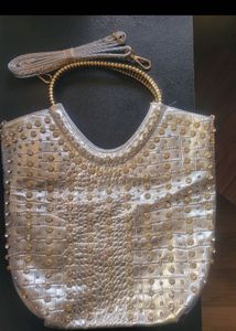 Sparkly Silver Croc Embossed Handbag