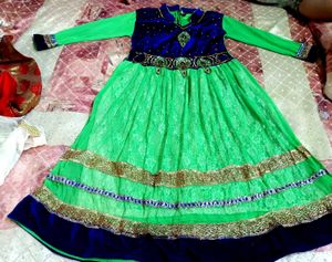 Elegant Green &amp; Royal Blue Traditional Lehenga