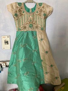 Creamy Greenish Long Frock