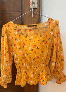 Mustard Floral Crop Top