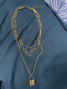 Multilayer Key Heart Locket Chain For Women