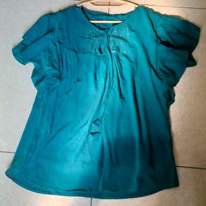 Elegant Teal Embellished Top