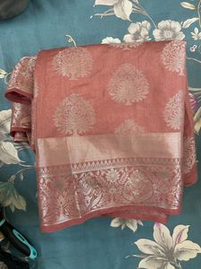 Pink N Silver Saree