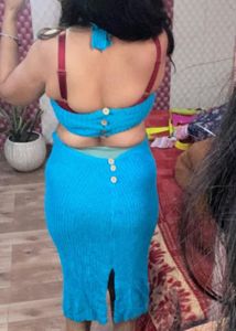 Blue Cutout Midi Dress