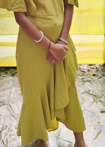 Olive Green Ruffle Dress