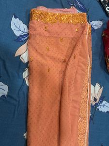 Elegant Peach Saree