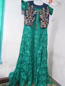 Peacock Ethnic Gown With Jacket For Women