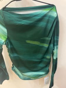 SAVANA Green Print Long Sleeve Top