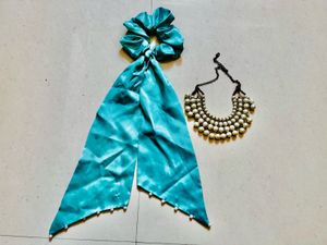 Combo set - Scrunchie with Pearl Detail and a Pear