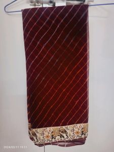 Maroon Multicolour Lehariya Saree