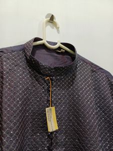 Pure Silk Kurta Chudidar Set (Purple, Handwork)