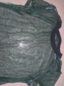Forever 21 Green Mesh SHINY TOP