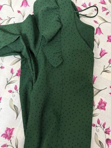 Green Polka Dot Ruffle Top