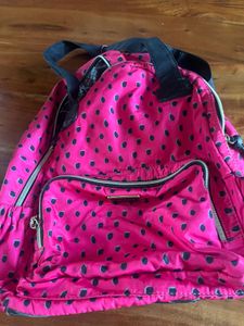 Magenta Strawberry Print Backpack