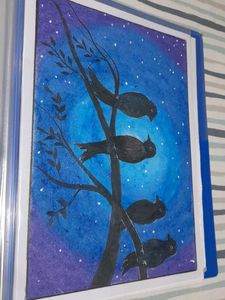 Night Birds Watercolor Painting