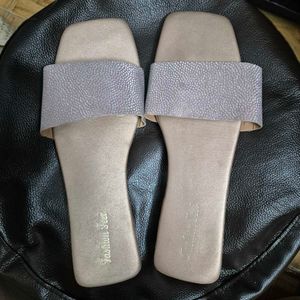 Pink Glittery Square Toe Slides