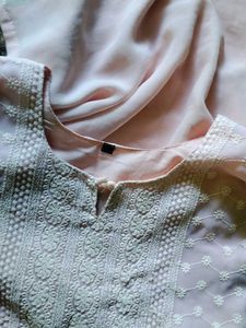 Peach Chikankari Kurti
