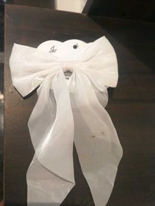 White Bow Hair Accessory