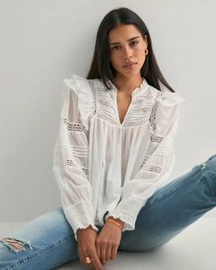 White Ruffle Long Sleeve Top