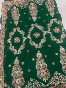 Emerald Green Embroidered Fabric