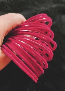 Dark Pink Velvet Bangle Set