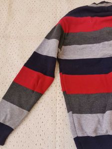 Striped V-Neck Pullover Sweater