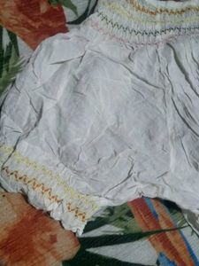 White Embroidered Crop Top