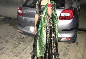 Elegant Black &amp; Green Lehenga Choli