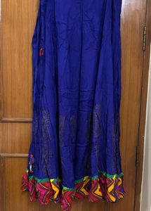 Blue Ethnic Skirt/Lehenga with Colorful Border
