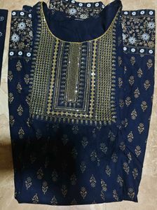 Beautiful Navy Blue Kurta Pant Dupatta Set