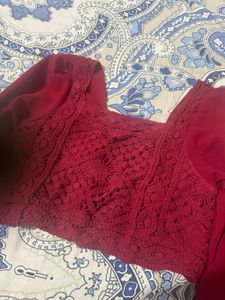 Red Crochet Crop Top