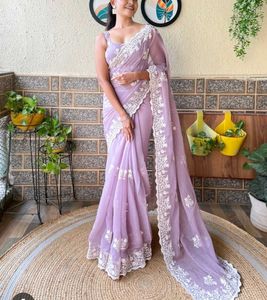 Embroidery Work Lavender Saree