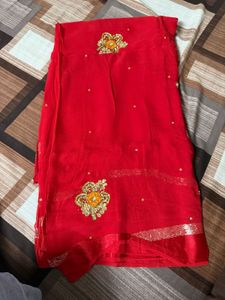 Red Embroidered Saree