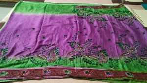 Beautiful Purple And Green Sari With Blouse