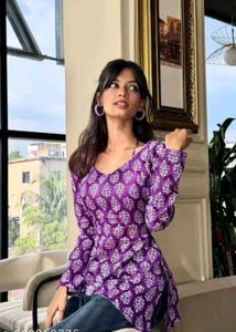 Elegant Purple Printed Kurti