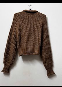 H&amp;M Brown High Neck Heavy Knit Sweater