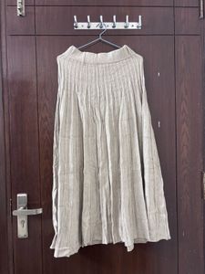 Beige Knit Midi Skirt