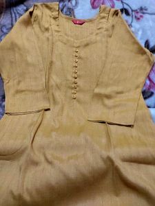 Mustard Kurti with Button Detail