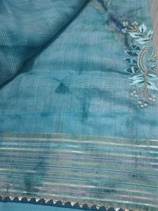 Blue Linen Blend Fabric