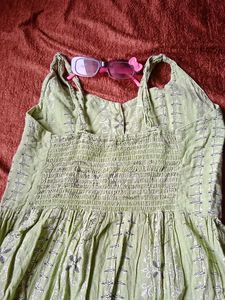 Green Embroidered Sundress