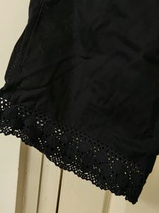 Black Cotton Palazzo/Straight Cut Bottom