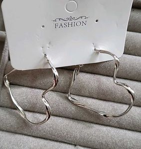 Heart Hoop Silver Earrings
