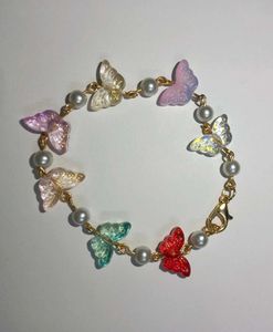Handmade Beaded Multicoloured Butterfly Bracelet